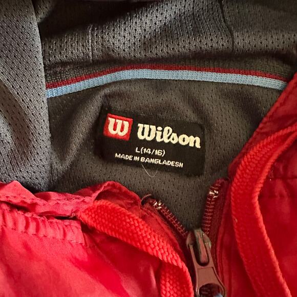 Wilson Windbreaker Jacket Rain Sport Athletic Red Gray Size Large (14/16) - Picture 2 of 5
